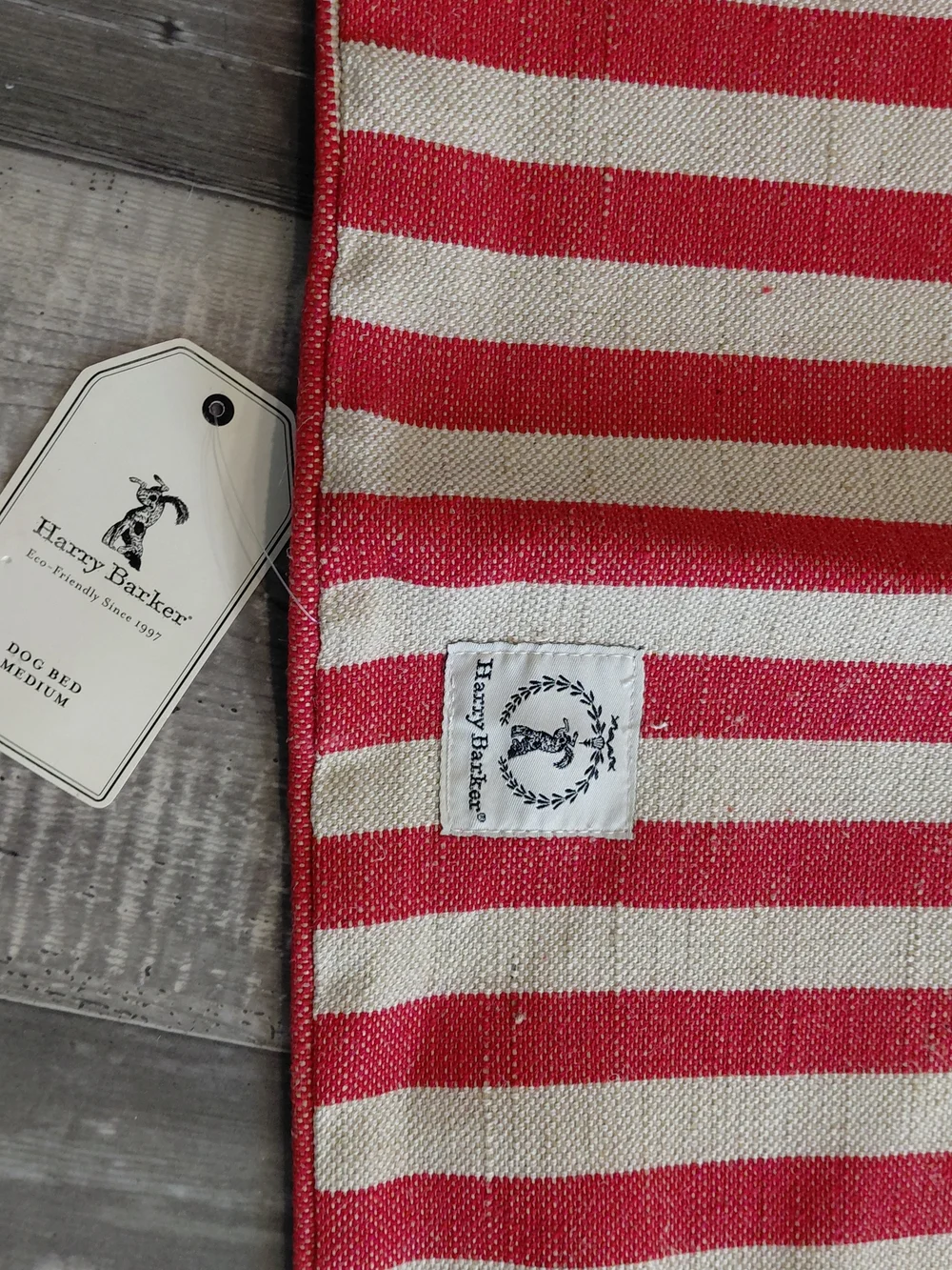 Harry Barker Vintage Stripe Envelope Dog Bed Cover in Red Size Medium
